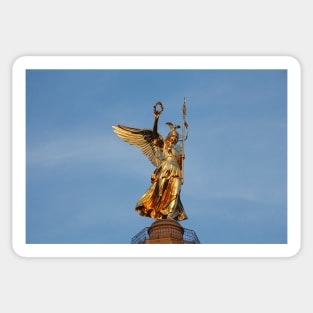 Goldelse, Viktoria statue on the Victory Column at Großer Stern in evening sun, Tiergarten, Berlin, Germany Sticker